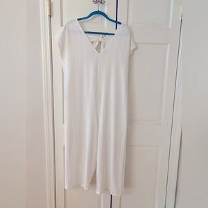 Zara White Coverup Jumpsuit with Tie Back